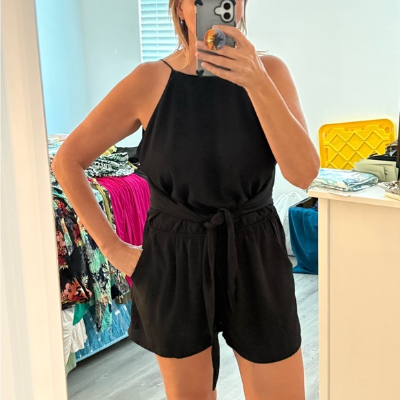 Vici Black Jumpsuit with Tapered Legs - Picture 1 of 3